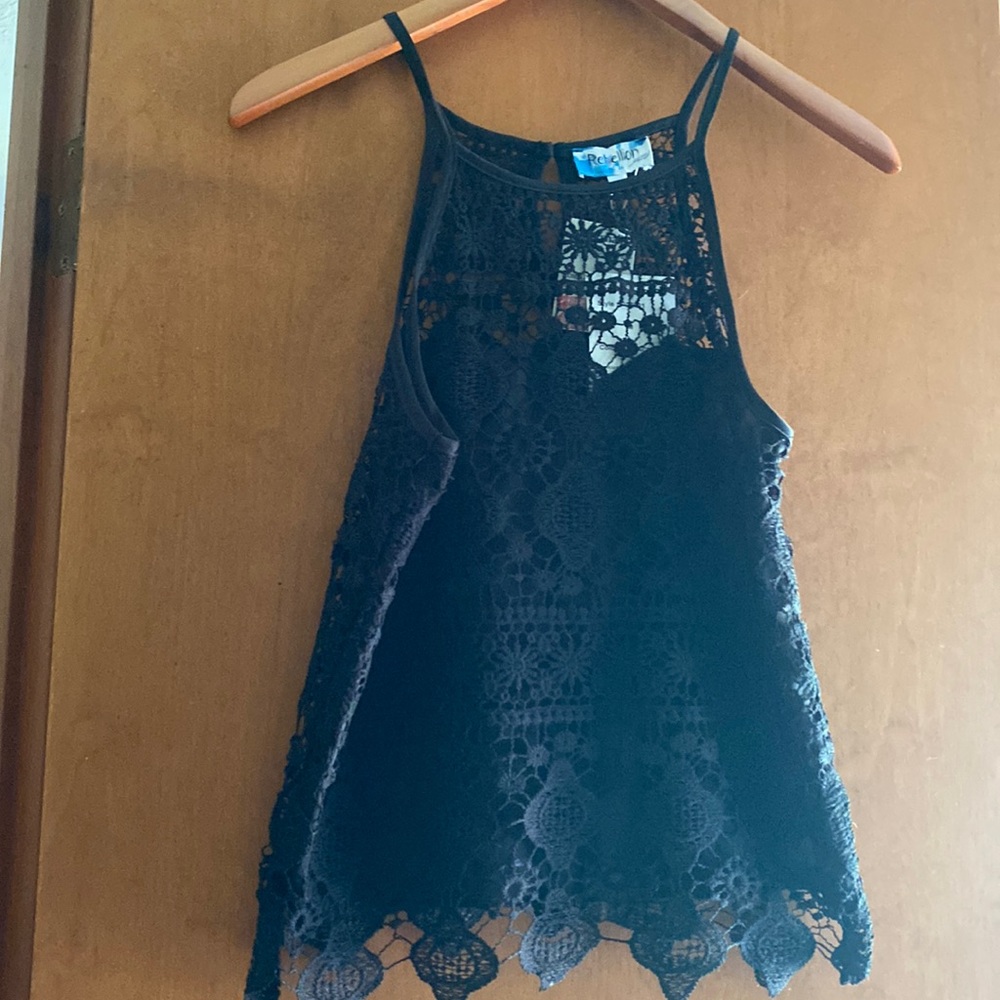 Rebellion skinny strap lace top